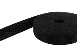 Show details for 50m PP webbing - 25mm width - 1,4mm thick - black (UV) Picture of 50m PP webbing - 25mm width - 1,4mm thick - black (UV)