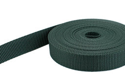 Show details for 10m PP webbing - 15mm width - 1,4mm thick - dark green (UV) Picture of 10m PP webbing - 15mm width - 1,4mm thick - dark green (UV)