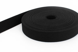 Show details for 10m PP webbing - 20mm width - 1,8mm thick - black (UV) Picture of 10m PP webbing - 20mm width - 1,8mm thick - black (UV)