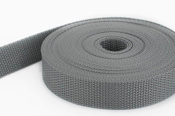 Show details for 10m PP webbing - 25mm width - 1,2mm thick - grey (UV) Picture of 10m PP webbing - 25mm width - 1,2mm thick - grey (UV)