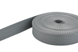 Show details for 50m PP webbing - 30mm width - 1,4mm thick - grey (UV) Picture of 50m PP webbing - 30mm width - 1,4mm thick - grey (UV)