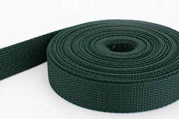 Show details for 10m PP webbing - 20mm width - 1,2mm thick - dark green (UV) Picture of 10m PP webbing - 20mm width - 1,2mm thick - dark green (UV)