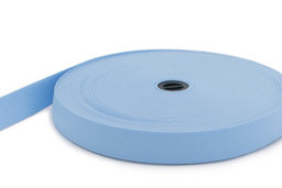 Show details for 25mm wide elastic webbing made of polyester - 25m roll - light blue Picture of 25mm wide elastic webbing made of polyester - 25m roll - light blue