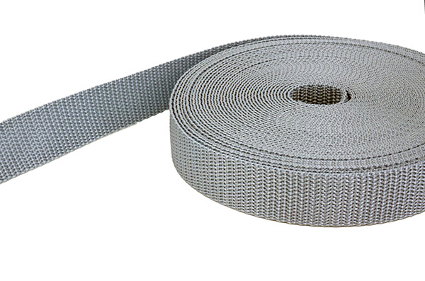 Picture of 10m PP webbing - 20mm wide - 1,4mm thick - silver grey (UV)