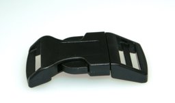 Picture of curved buckle for 20mm wide webbing, made of synthetic fiber