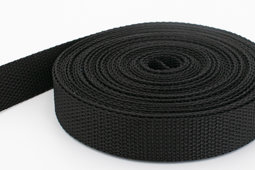 Show details for 10m PP webbing - 25mm width - 1,2mm thick - black (UV) Picture of 10m PP webbing - 25mm width - 1,2mm thick - black (UV)