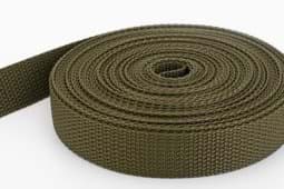 Show details for 50m PP webbing - 25mm width - 1,2mm thick - khaki (UV) Picture of 50m PP webbing - 25mm width - 1,2mm thick - khaki (UV)