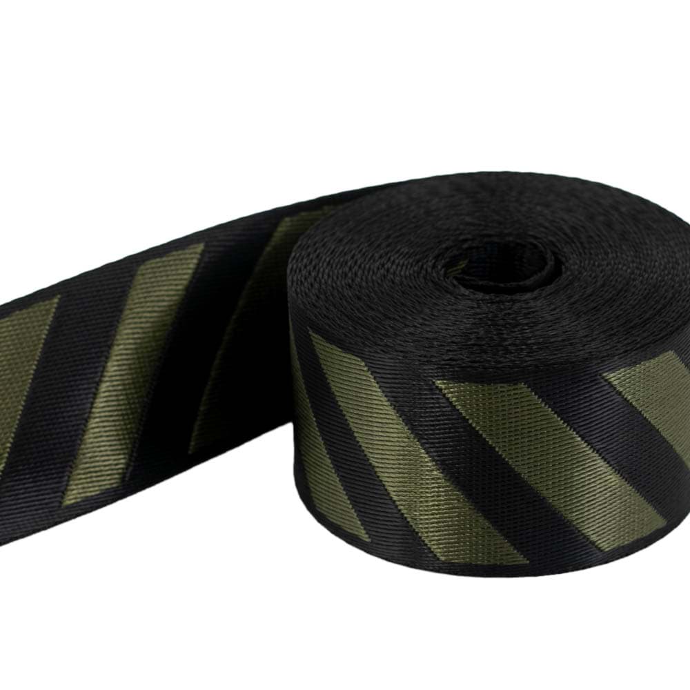 Picture of 5m webbing with stripes - 39mm wide - black/khaki