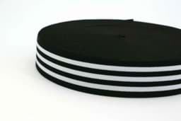 Picture of elastic webbing striped - 40mm wide - color: black / white - 3m roll