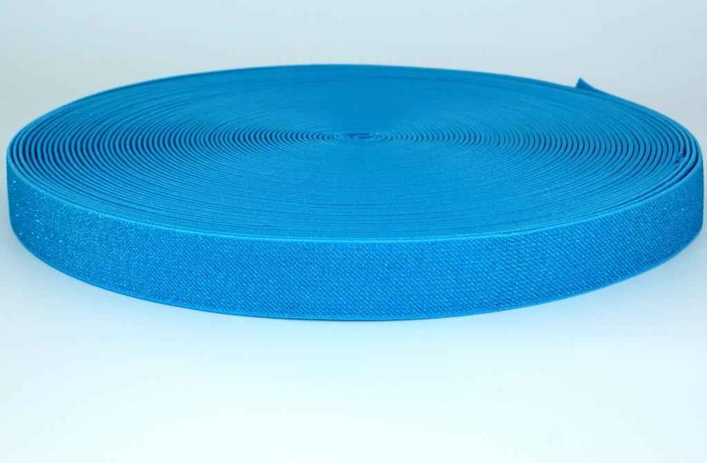 Picture of elastic webbing with glitter - colour: aqua - 25mm wide - 3m length