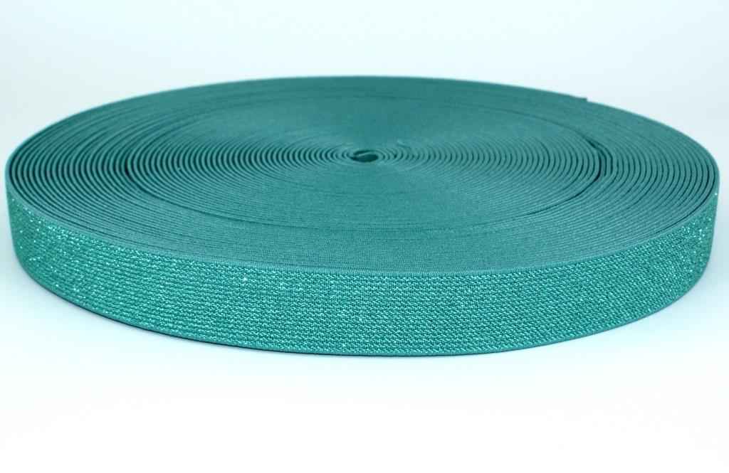 Picture of elastic webbing with glitter - colour: antique green - 25mm wide - 3m length