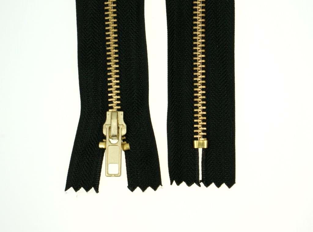 Picture of 18cm zipper - 5mm metal rail - color: black/gold - 10 pieces
