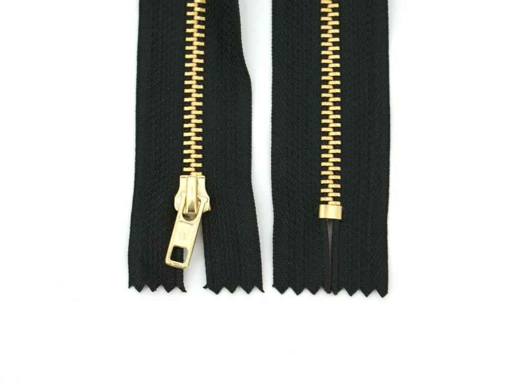 Picture of 18cm zipper - 4mm metal rail - colour: black/gold - 10 pieces