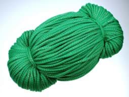 Picture of 2mm thick polyester cord - 100m length - color: green with golden stripes