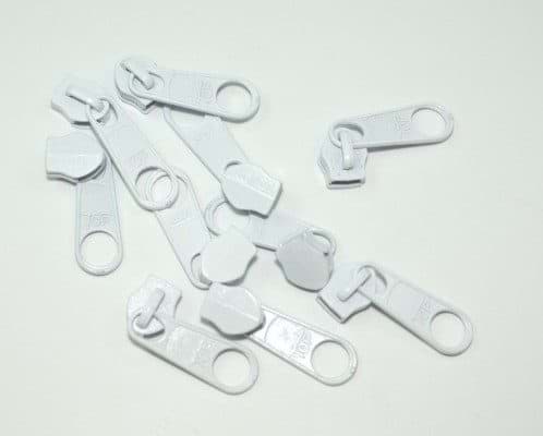 Picture of slider for zipper with 3mm rail, color: white - 10 pieces