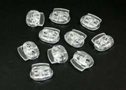 Picture of cord stopper - 2 holes - up to 4mm - 23mm wide - transparent - 10 pieces