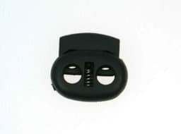 Picture of cord stopper - 2 holes - up to 4mm - black - 20mm wide - 100 pieces