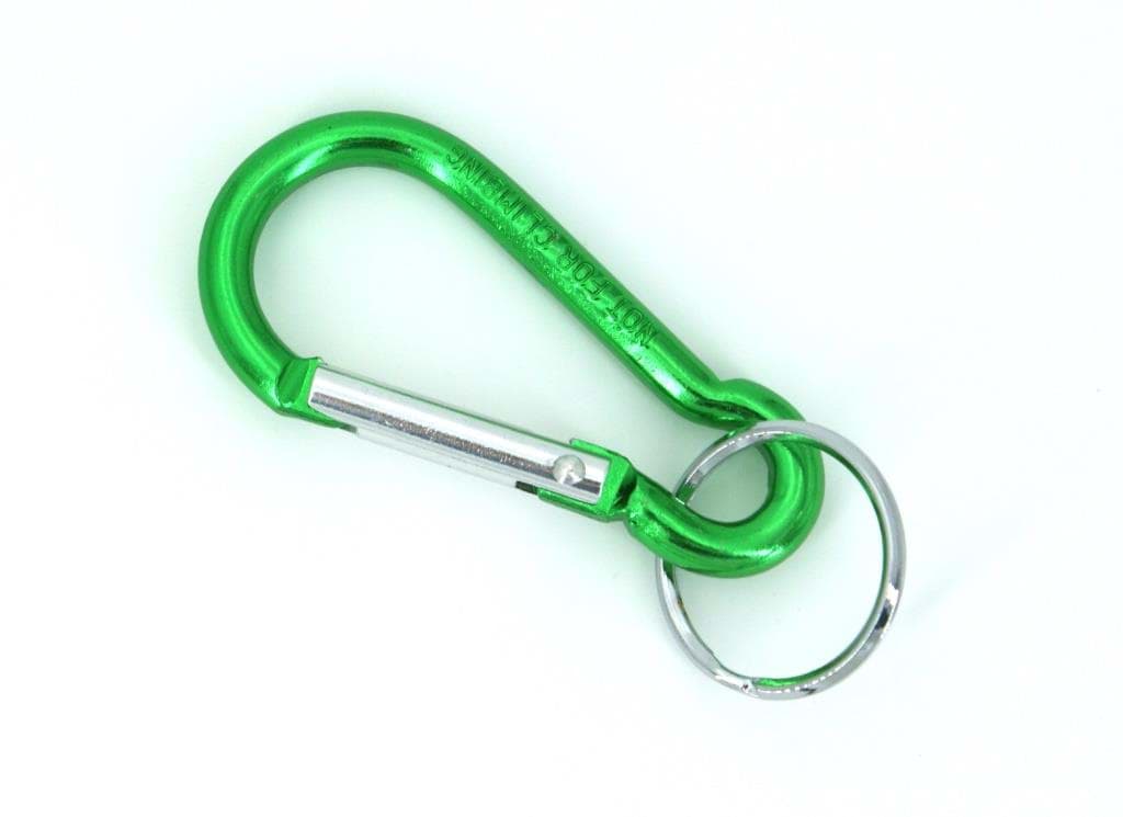 Picture of key carabiner hook with ring - 60mm long - color: green - 10 pieces