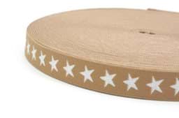Picture of elastic webbing with stars - 20mm wide - color: sand - 3m roll