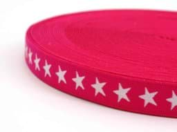 Picture of elastic webbing with stars - 20mm wide - color: pink - 3m roll