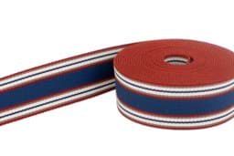 Show details for 5m belt strap / bag webbing - colour: four coloured striped 348 - 40mm wide Picture of 5m belt strap / bag webbing - colour: four coloured striped 348 - 40mm wide