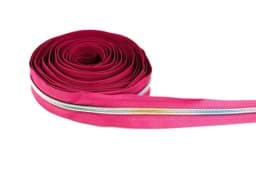 Show details for 5m zipper - 5mm rail - colour: pink with colourful rail Picture of 5m zipper - 5mm rail - colour: pink with colourful rail