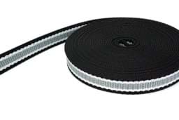 Show details for 10m 3-coloured PP-webbing - 2,4mm thick - black/white/grey - 20mm wide Picture of 10m 3-coloured PP-webbing - 2,4mm thick - black/white/grey - 20mm wide