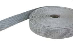 Show details for 50m PP webbing - 15mm wide - 1,4mm thick - silver grey (UV) Picture of 50m PP webbing - 15mm wide - 1,4mm thick - silver grey (UV)