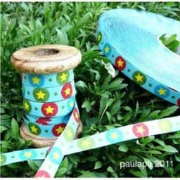 Show details for 3m roll webbing design by paulapü, 12mm wide, STARdotzz, turquoise Picture of 3m roll webbing design by paulapü, 12mm wide, STARdotzz, turquoise