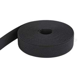 Show details for 5m roll elastic webbing - color: black - 25mm wide Picture of 5m roll elastic webbing - color: black - 25mm wide