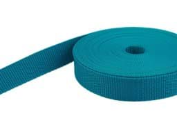 Show details for 10m PP webbing- 25mm wide - 1,4mm thick - petrol blue (UV) Picture of 10m PP webbing- 25mm wide - 1,4mm thick - petrol blue (UV)