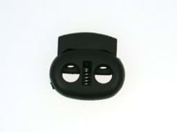Show details for cord stopper - 2 holes - up to 4mm - 20mm wide - black - 10 pieces Picture of cord stopper - 2 holes - up to 4mm - 20mm wide - black - 10 pieces