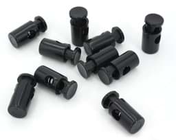Show details for cord stopper - cylindrical form - for cords up to 5mm thickness - black - 10 pieces Picture of cord stopper - cylindrical form - for cords up to 5mm thickness - black - 10 pieces