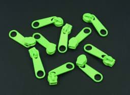 Show details for slider for 5mm zippers, color: fluorescent green - 10 pieces Picture of slider for 5mm zippers, color: fluorescent green - 10 pieces