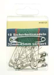 Show details for safety pins - size 32 - silver - 18 pins Picture of safety pins - size 32 - silver - 18 pins
