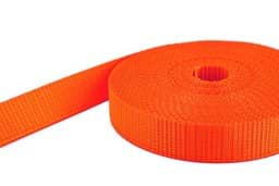 Show details for 10m PES webbing - 25mm wide - 1,4mm thick - fluorescent orange (UV) Picture of 10m PES webbing - 25mm wide - 1,4mm thick - fluorescent orange (UV)