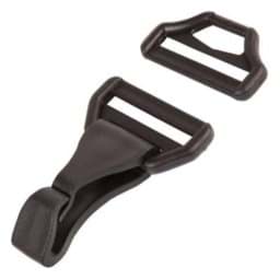 Show details for plastic carabiner flat - for 30mm wide webbing - black - 10 pieces Picture of plastic carabiner flat - for 30mm wide webbing - black - 10 pieces
