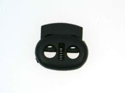 Show details for cord stopper - 2 holes - up to 4mm - black - 20mm wide - 100 pieces Picture of cord stopper - 2 holes - up to 4mm - black - 20mm wide - 100 pieces