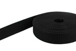 Show details for 50m PP webbing - 10mm width - 1,4mm thick - black (UV) Picture of 50m PP webbing - 10mm width - 1,4mm thick - black (UV)
