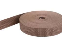 Show details for 50m PP webbing - 15mm width - 1,4mm thick - light brown (UV) Picture of 50m PP webbing - 15mm width - 1,4mm thick - light brown (UV)