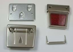 Show details for metal briefcase lock with red reflector - 1 piece Picture of metal briefcase lock with red reflector - 1 piece