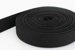 Show details for 50m PP webbing - 25mm width - 1,2mm thick - black (UV) Picture of 50m PP webbing - 25mm width - 1,2mm thick - black (UV)