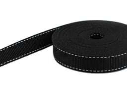 Show details for 4m PP Gurtband - 25mm breit - 1,4mm stark - schwarz mit w. Faden (UV) Picture of 4m PP Gurtband - 25mm breit - 1,4mm stark - schwarz mit w. Faden (UV)