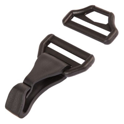 Plastikkarabiner flach, 40mm breit, Farbe: schwarz