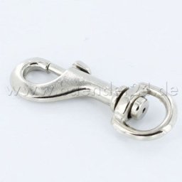Picture of bolt carabiner 6cm long - zinc die casting - with rotatable, round swivel - 10 pieces