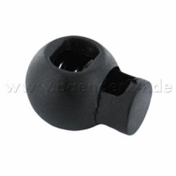 Picture of 20mm cord stopper with 5mm hole, ball shape, black, 1 hole - 10 pieces