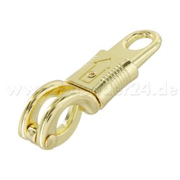 Picture of panic hook with fixed round eyelet - zinc die casting - brass-plated - 1 piece