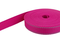 Picture of 50m PP webbing - 25mm width - 1,4mm thick - pink with reflector stripes (UV)
