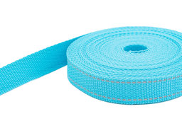 Picture of 50m PP webbing - 25mm width - 1,4mm thick - turquoise with reflector strips (UV)