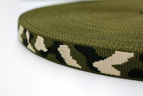 Picture of 10m 3-farbiges Gurtband,khaki/creme/schwarz 20mm breit